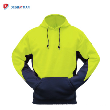 Mens Hi-Vis 2 Toned Fleece Hoodie Hoody Jumper Sweatshirt High Visibility Safety Jacket Winter Wholesale